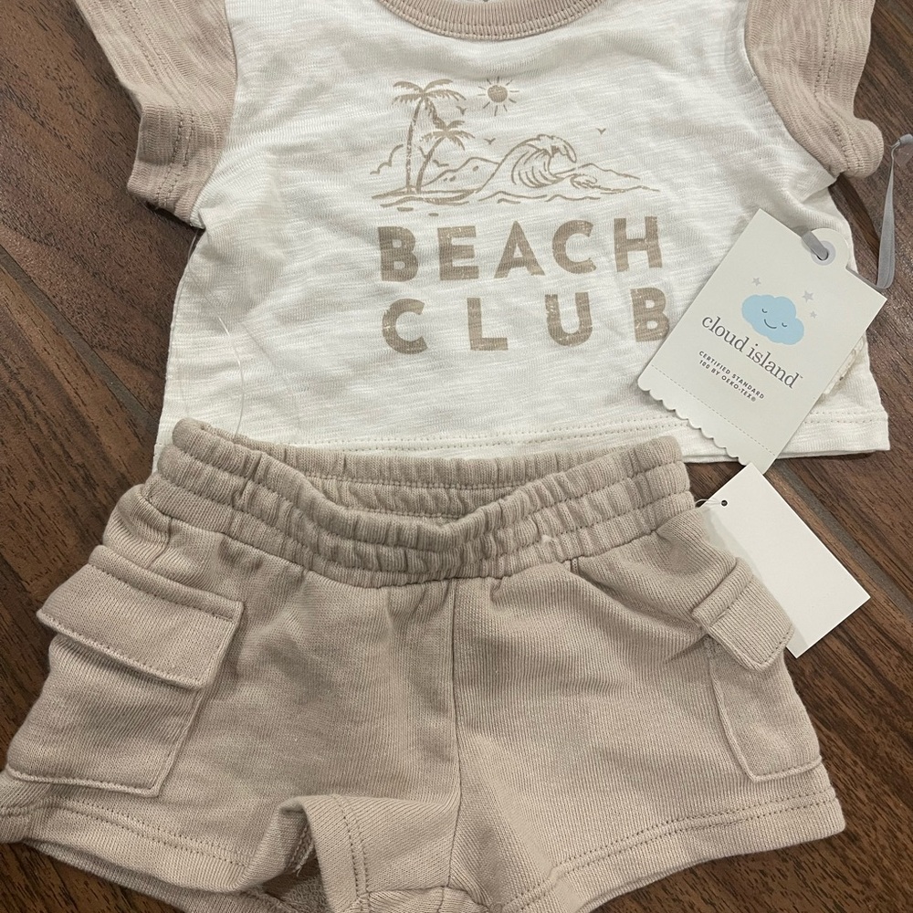 Cloud Island Beige and White Baby Set